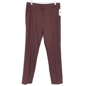 KUT Pants Women's Sz 8 High Rise Flat Front Pull-On Tapered Leg Ponte Maroon NWT